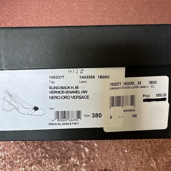 Versace Authentic Black & Gold Medusa Vernice Patent Leather Heeled Pumps 38/7.5 - Picture 8 of 14